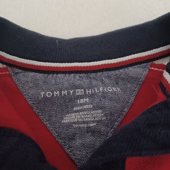 Tommy Hilfiger Short Sleeve Polo Shirt Toddler Boys Size 18M Red White and Blue - Picture 3 of 4